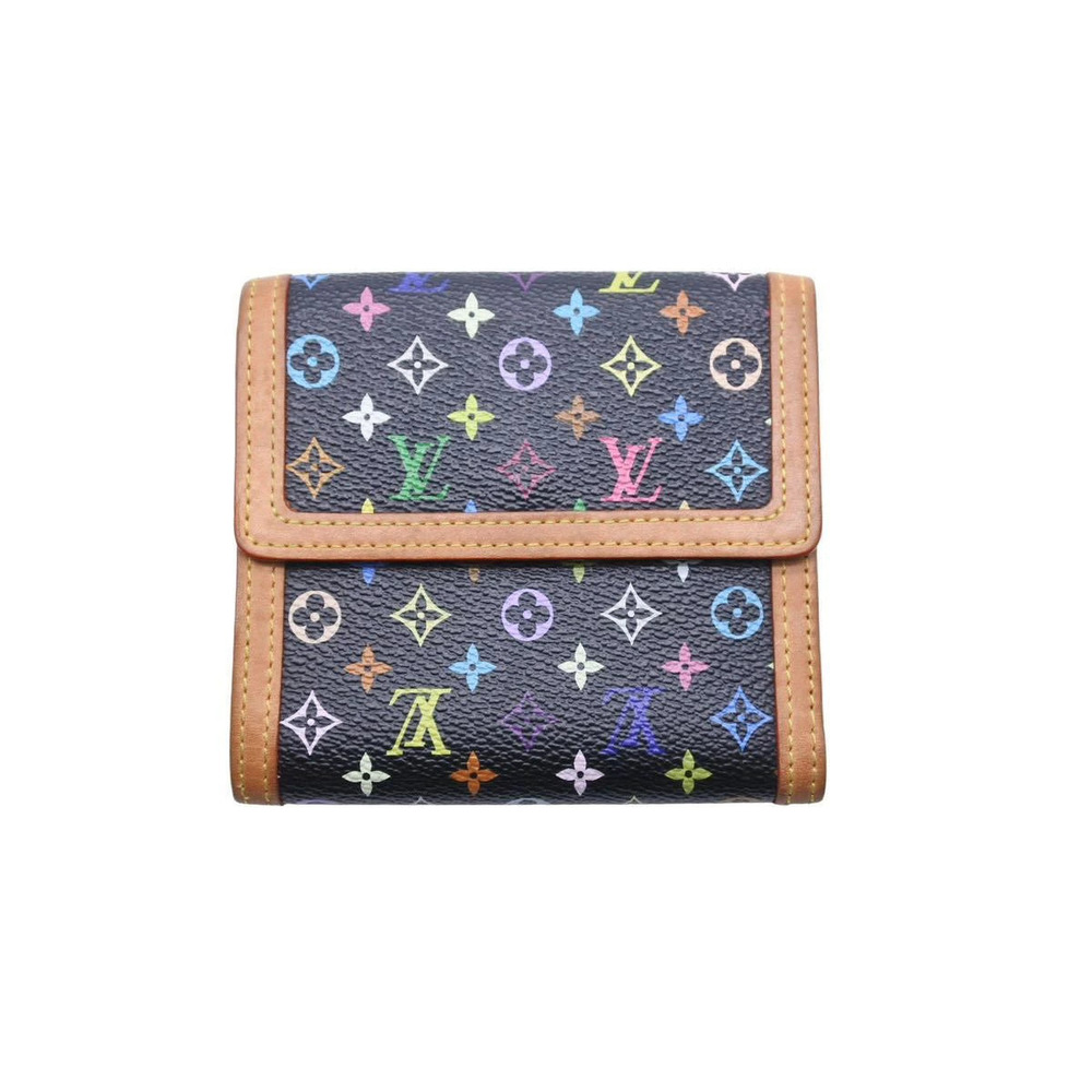Louis Vuitton Porte Monnaie Billet Carte Credit Multicolor Noir Black Tri